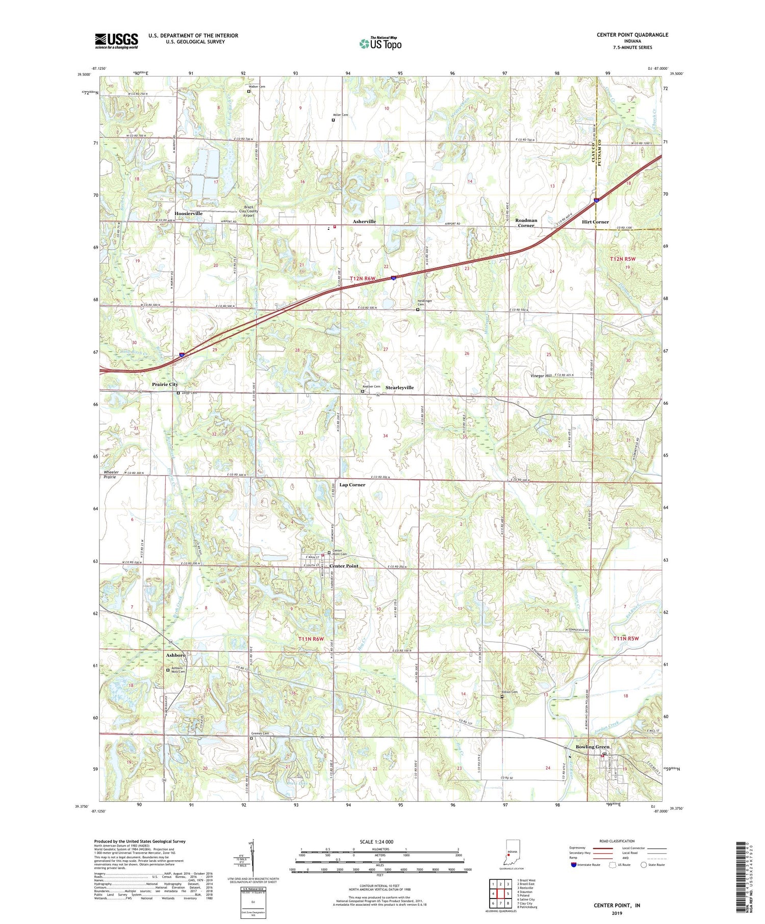 Center Point Indiana US Topo Map Image
