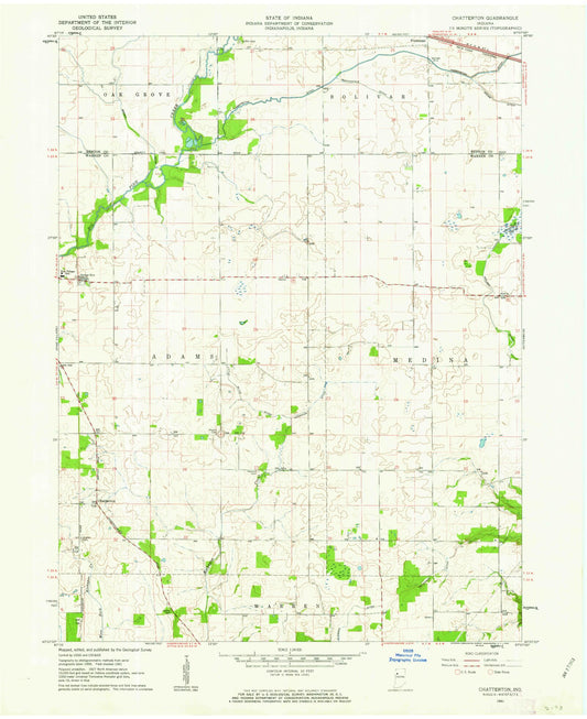 Classic USGS Chatterton Indiana 7.5'x7.5' Topo Map Image