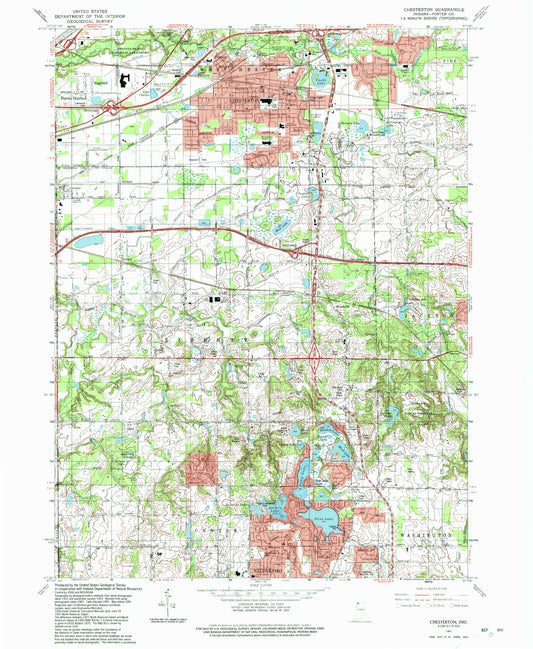 Classic USGS Chesterton Indiana 7.5'x7.5' Topo Map Image