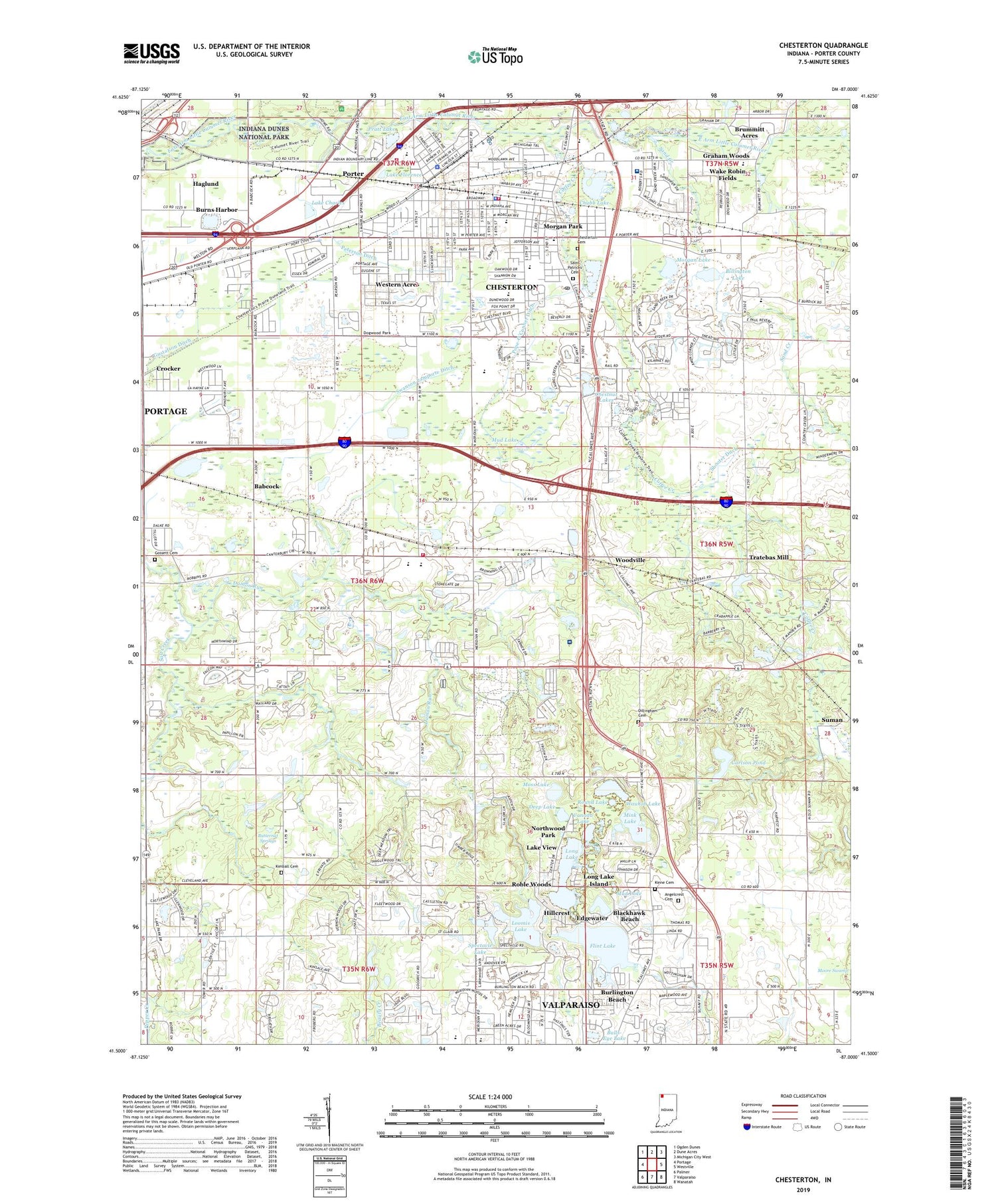 Chesterton Indiana US Topo Map Image