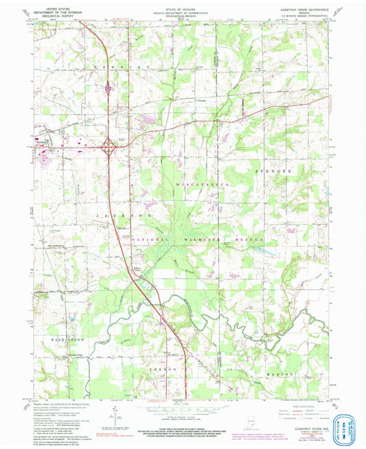 Classic USGS Chestnut Ridge Indiana 7.5'x7.5' Topo Map Image