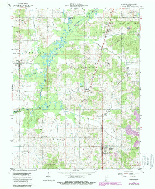 Classic USGS Chrisney Indiana 7.5'x7.5' Topo Map Image