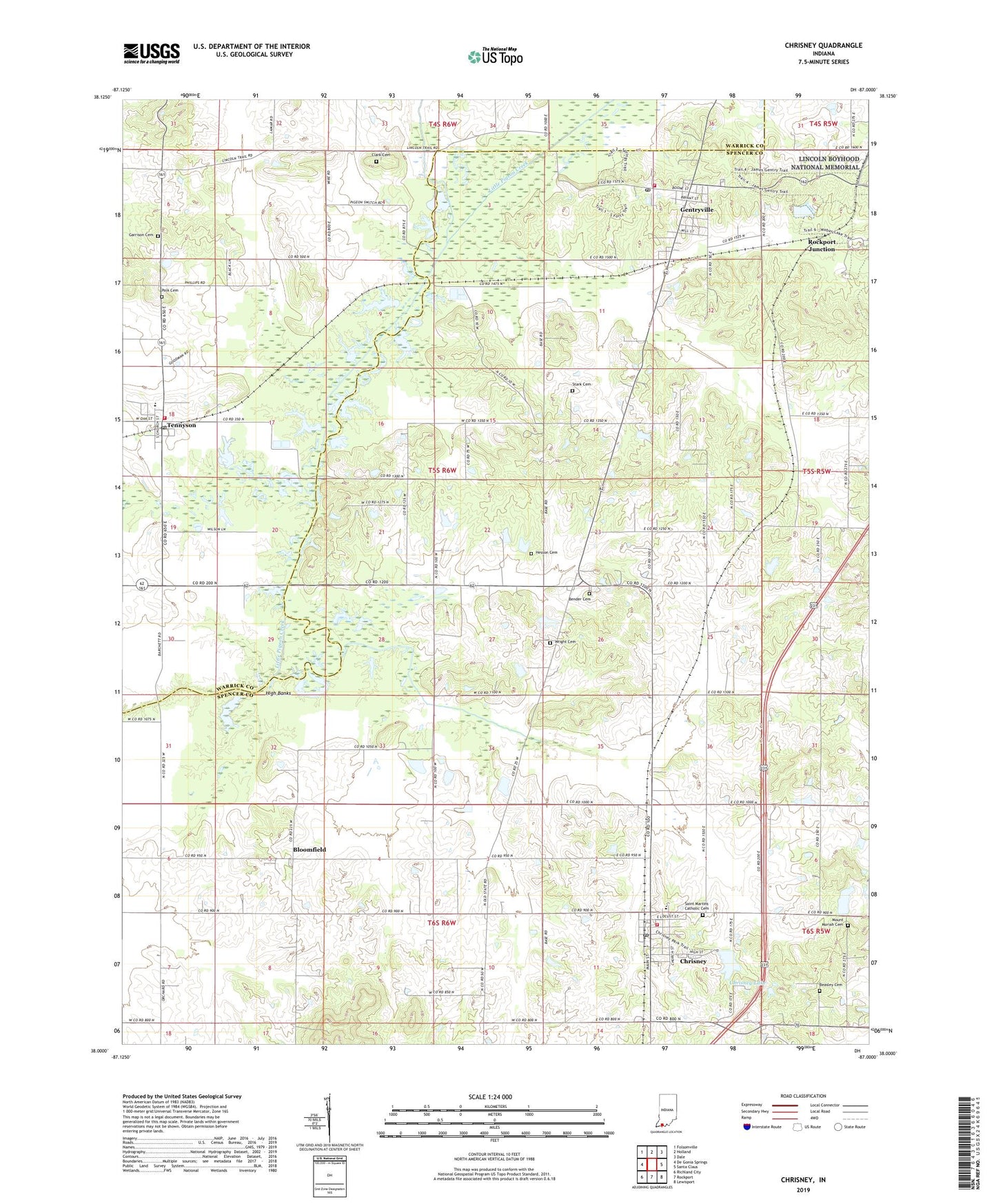 Chrisney Indiana US Topo Map Image