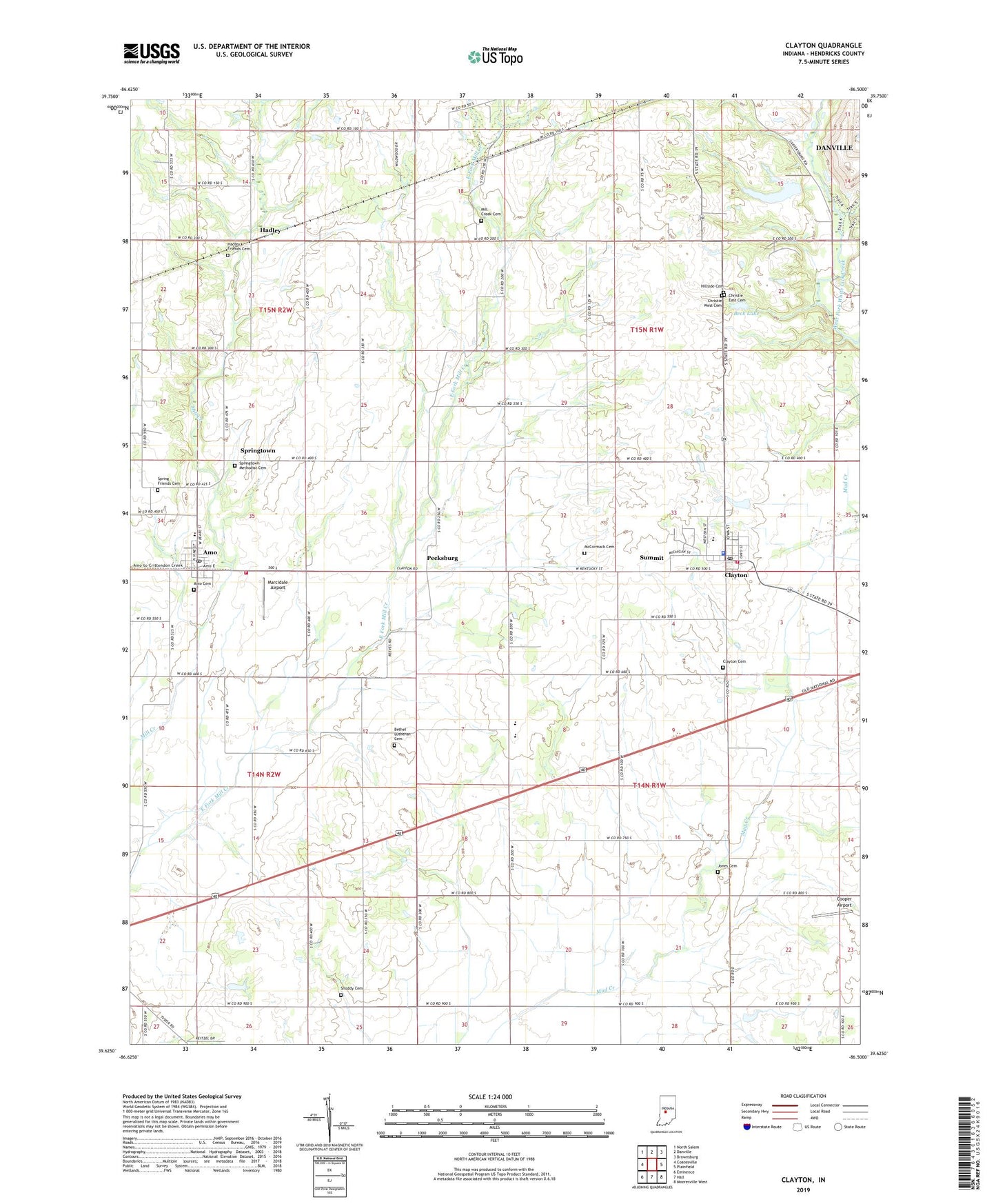 Clayton Indiana US Topo Map Image