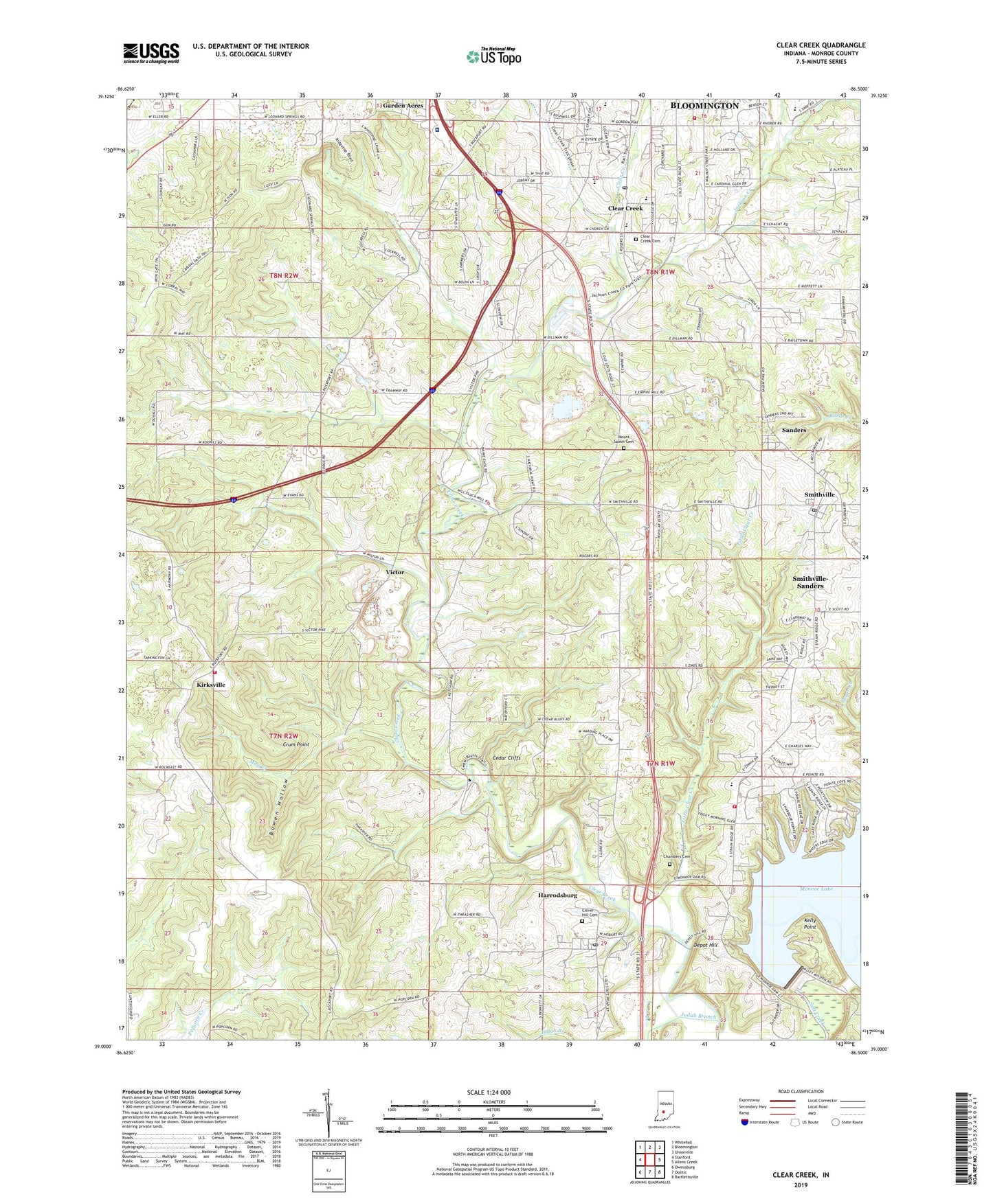 Clear Creek Indiana US Topo Map Image