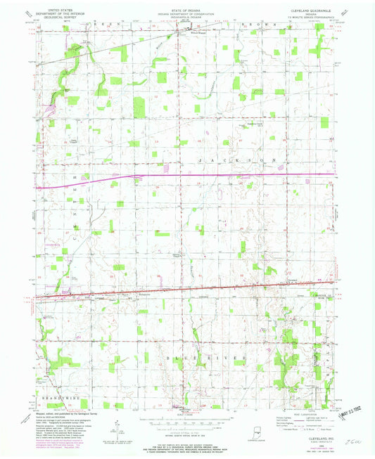 Classic USGS Cleveland Indiana 7.5'x7.5' Topo Map Image