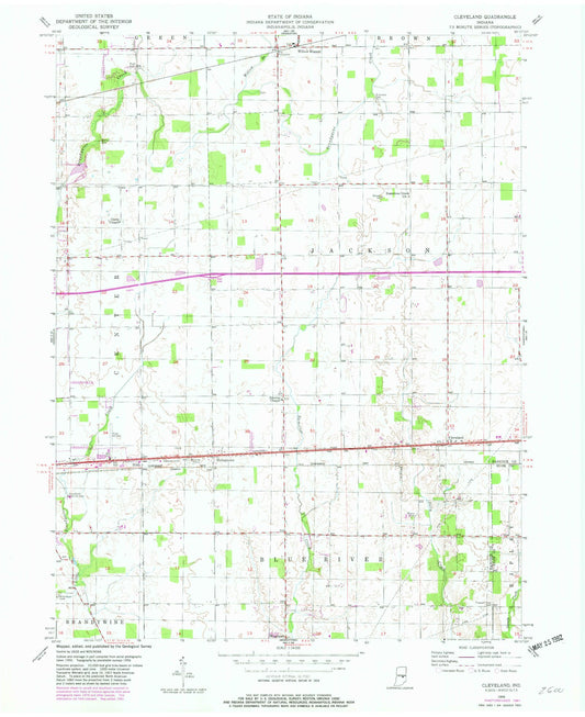 Classic USGS Cleveland Indiana 7.5'x7.5' Topo Map Image