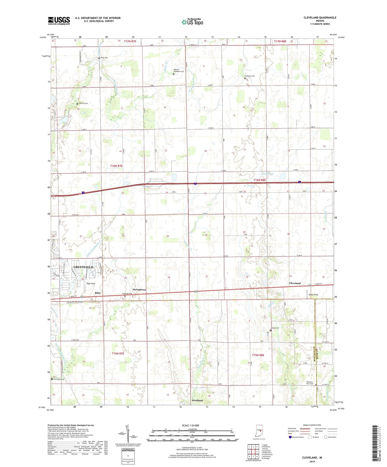 Cleveland Indiana US Topo Map Image