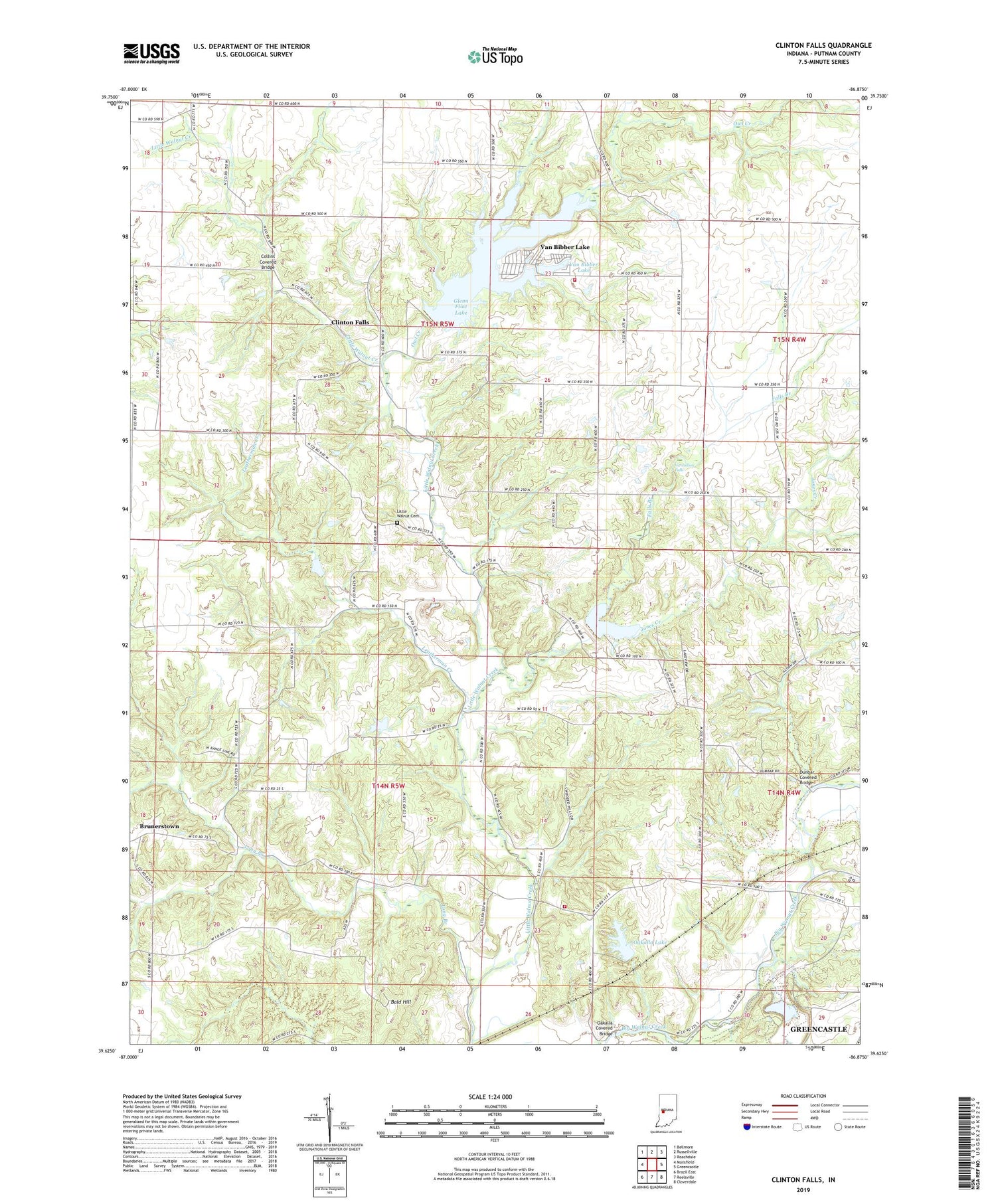 Clinton Falls Indiana US Topo Map Image