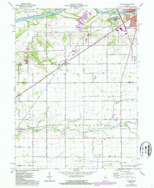 Classic USGS Clymers Indiana 7.5'x7.5' Topo Map Image