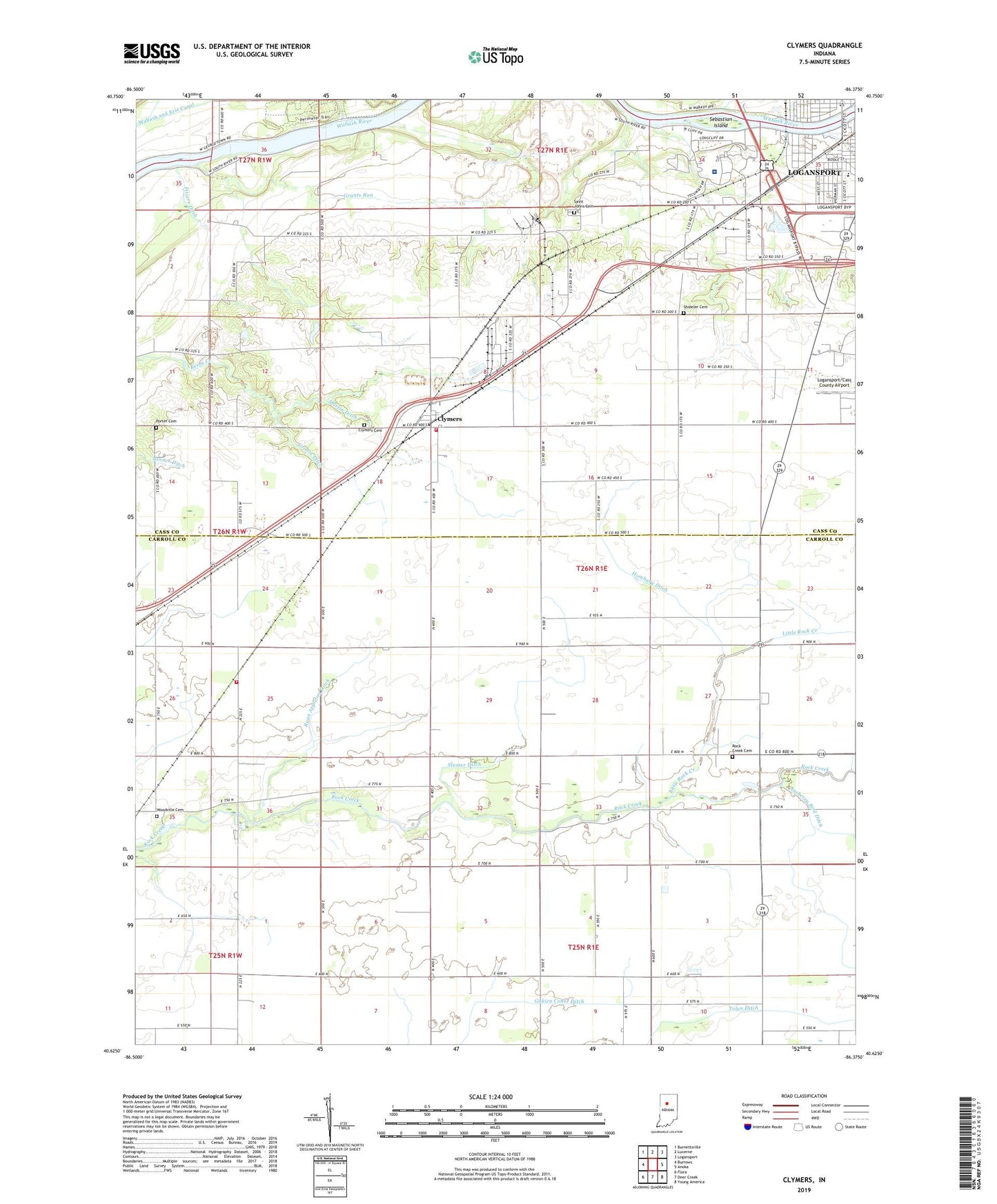 Clymers Indiana US Topo Map Image