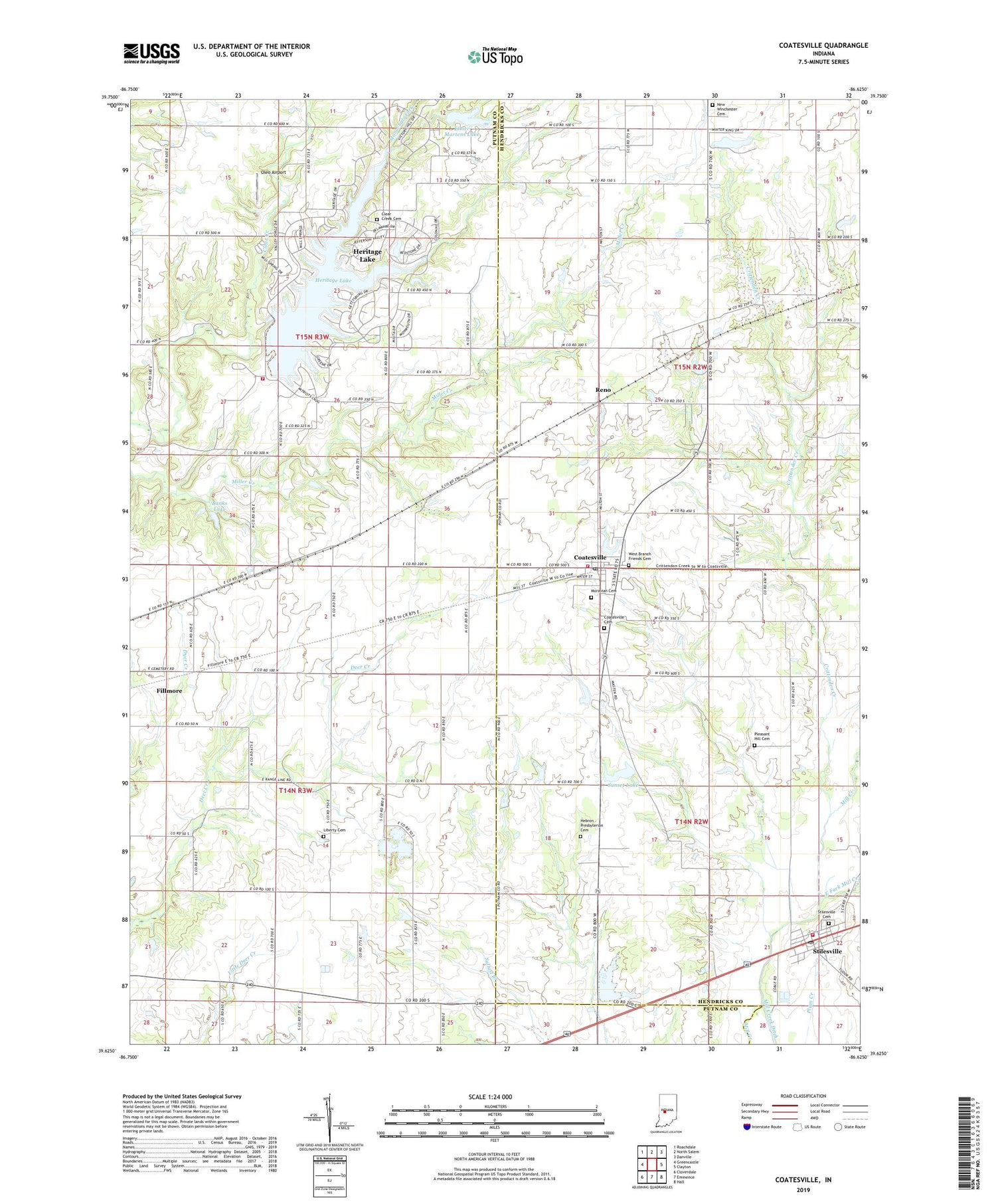 Coatesville Indiana US Topo Map Image