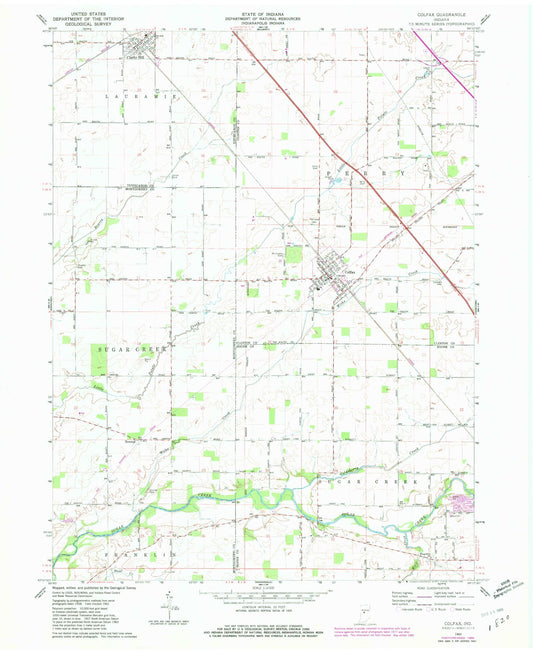 Classic USGS Colfax Indiana 7.5'x7.5' Topo Map Image