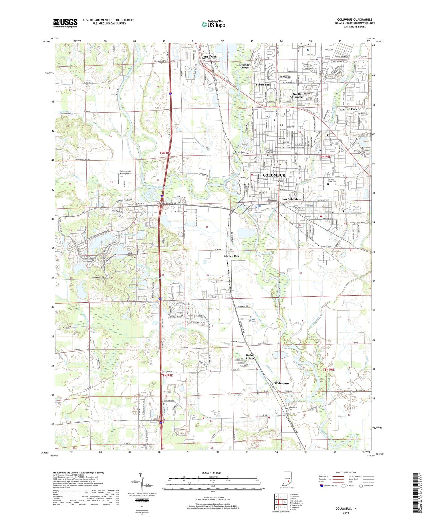 Columbus Indiana US Topo Map Image