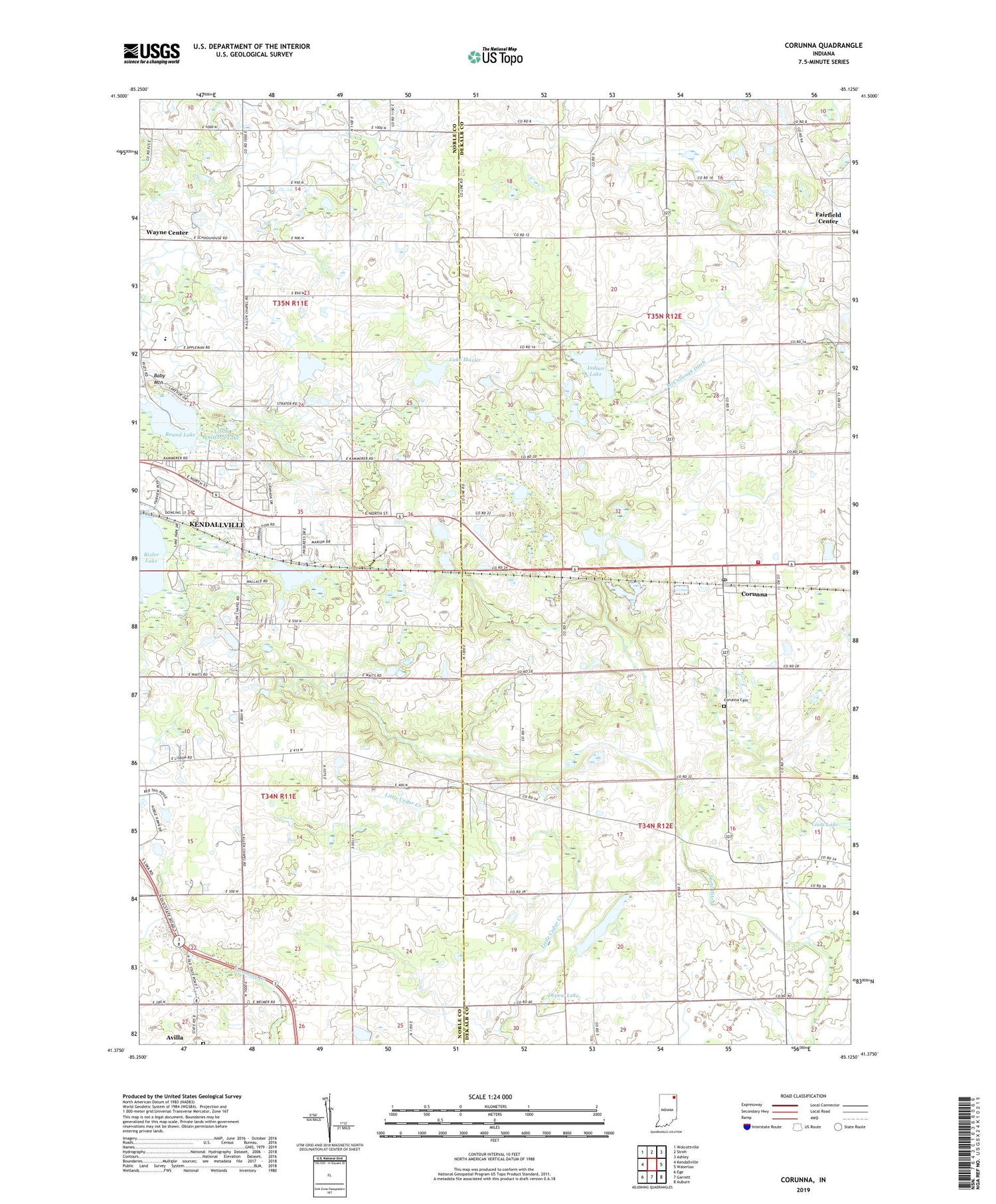 Corunna Indiana US Topo Map Image