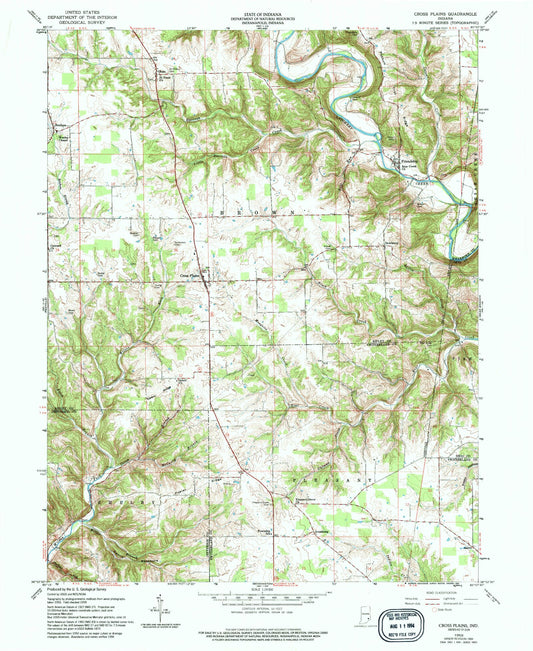 Classic USGS Cross Plains Indiana 7.5'x7.5' Topo Map Image