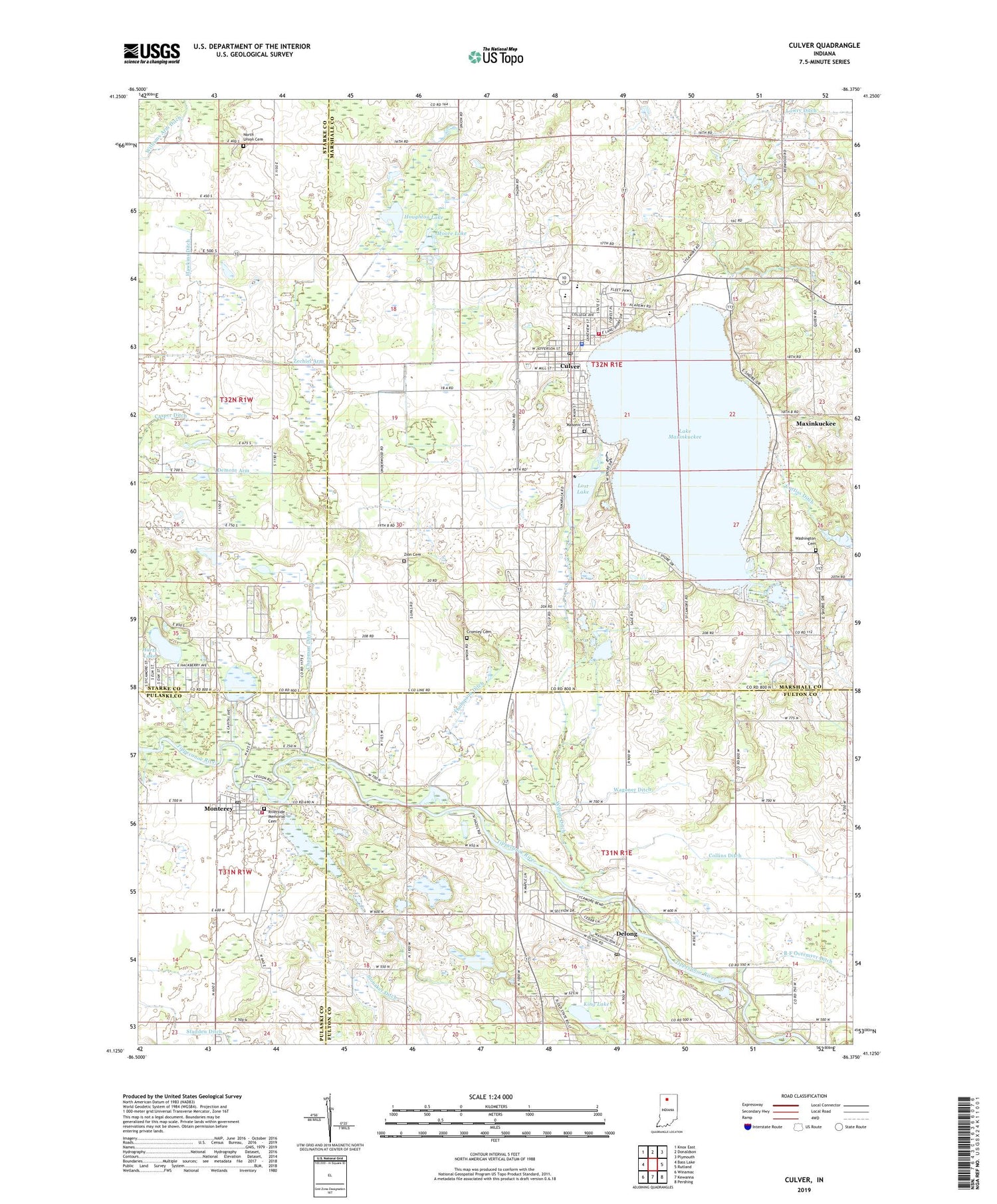 Culver Indiana US Topo Map Image