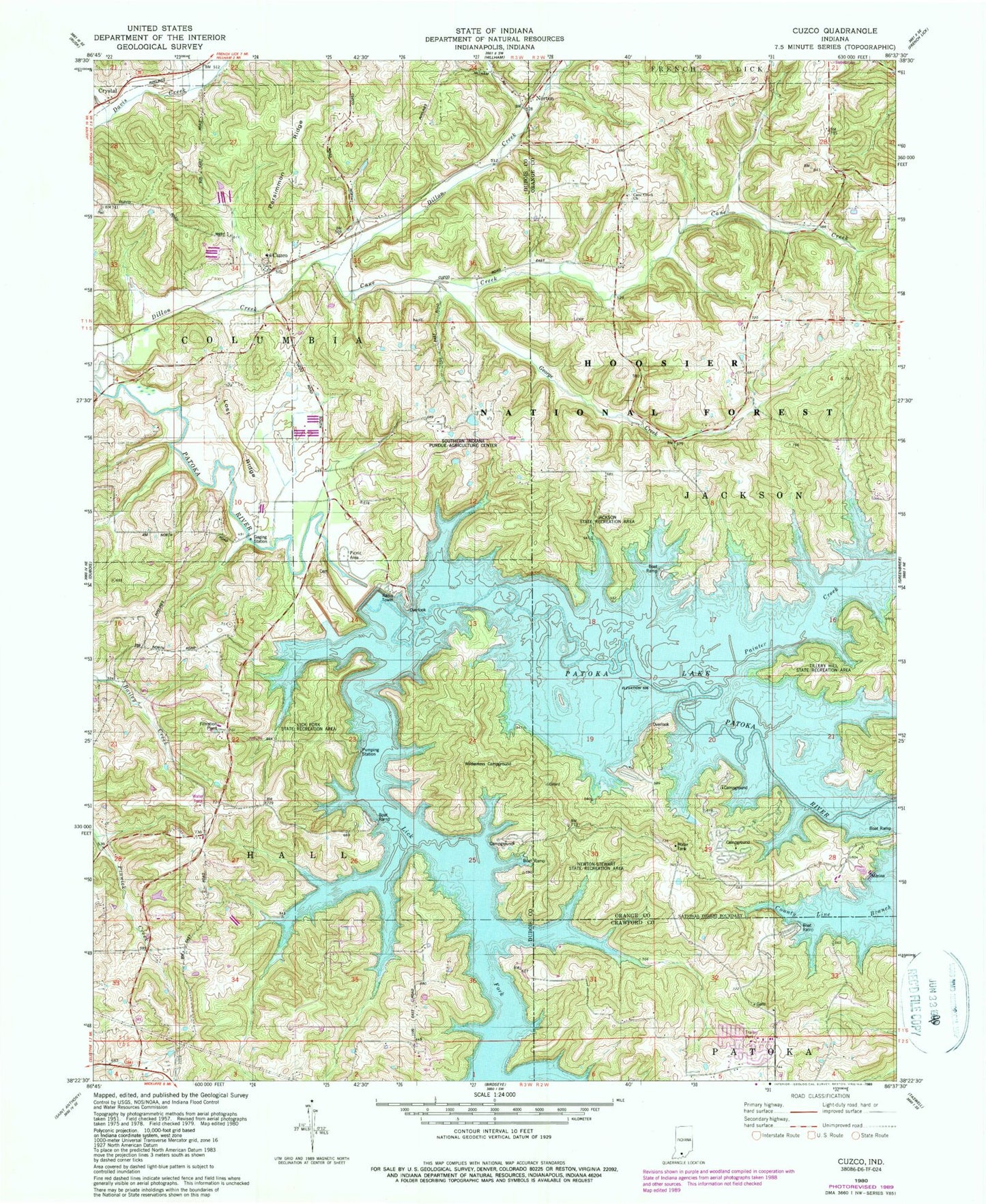 Classic USGS Cuzco Indiana 7.5'x7.5' Topo Map Image