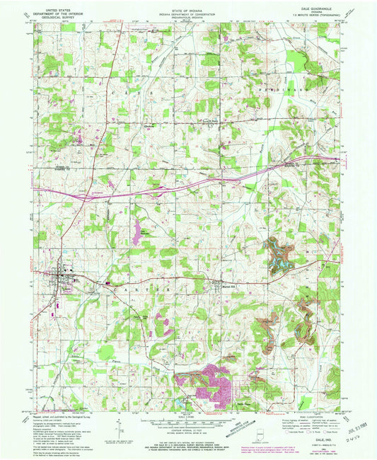 Classic USGS Dale Indiana 7.5'x7.5' Topo Map Image