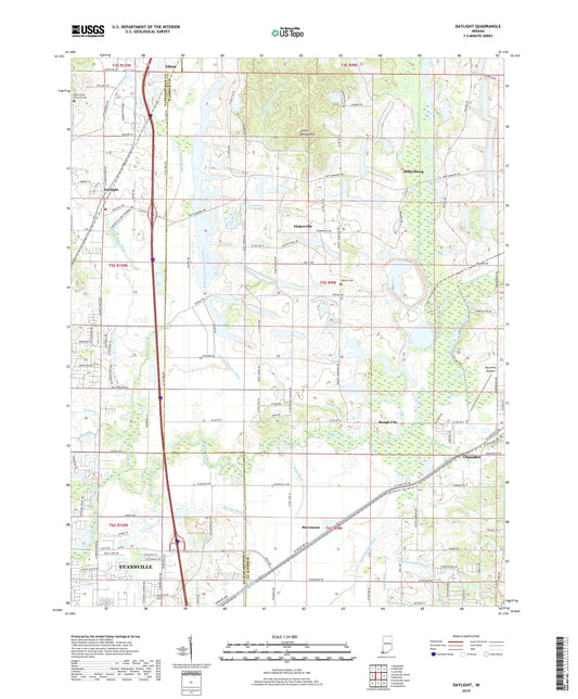 Daylight Indiana US Topo Map Image