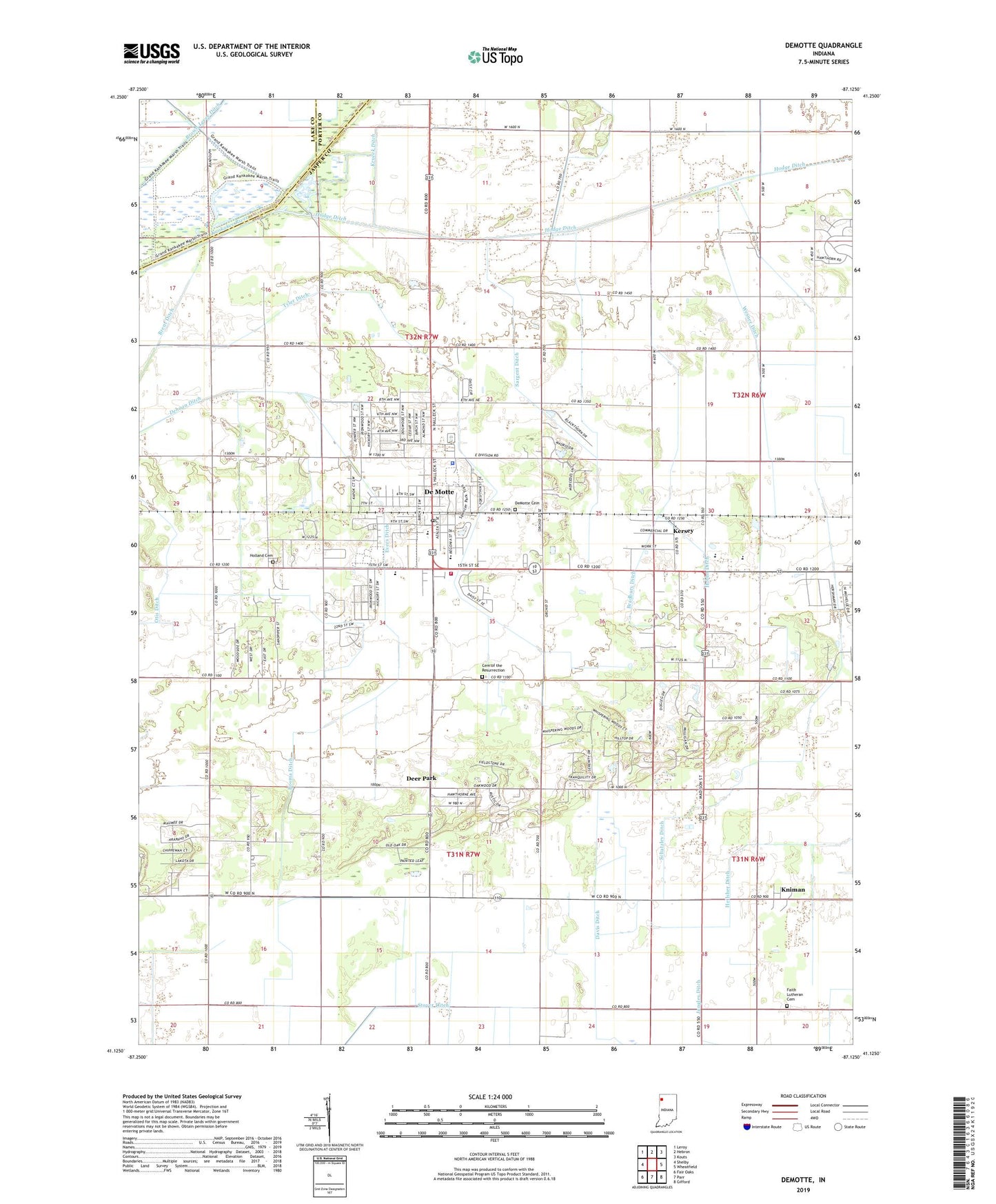 DeMotte Indiana US Topo Map Image