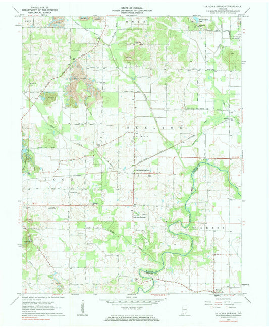 Classic USGS De Gonia Springs Indiana 7.5'x7.5' Topo Map Image