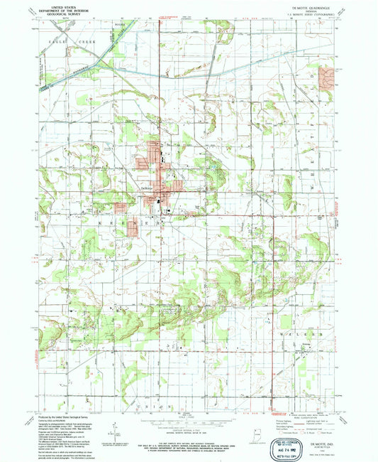 Classic USGS DeMotte Indiana 7.5'x7.5' Topo Map Image
