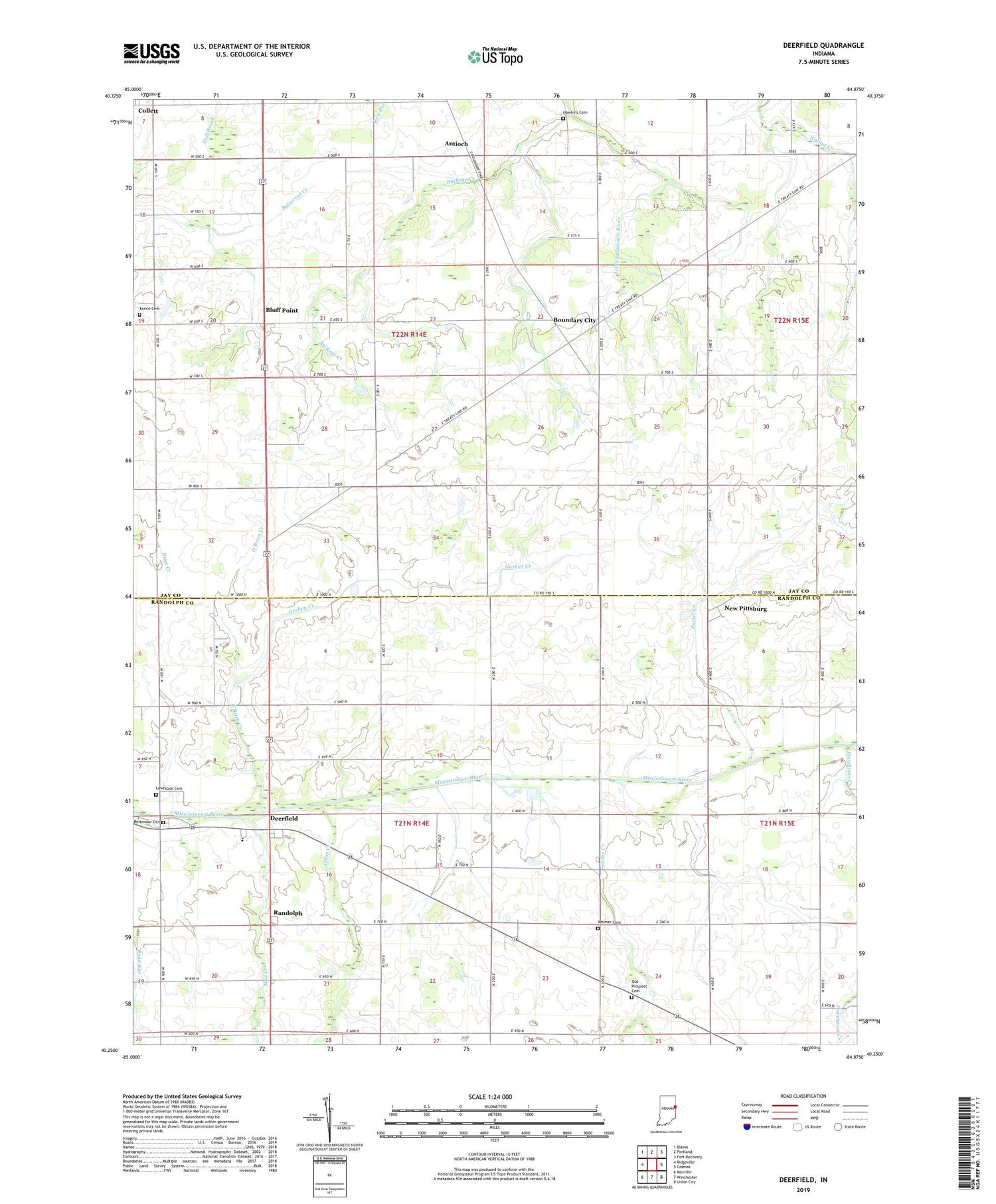 Deerfield Indiana US Topo Map Image