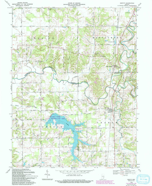 Classic USGS Deputy Indiana 7.5'x7.5' Topo Map Image
