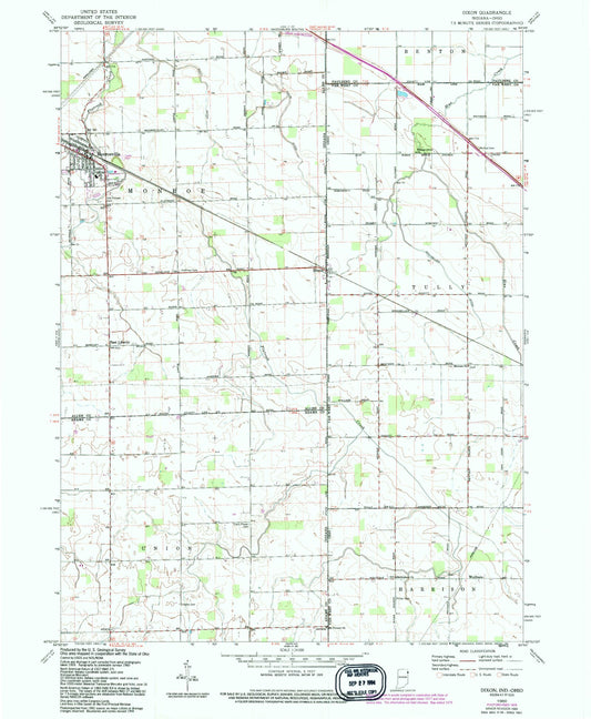 Classic USGS Dixon Indiana 7.5'x7.5' Topo Map Image