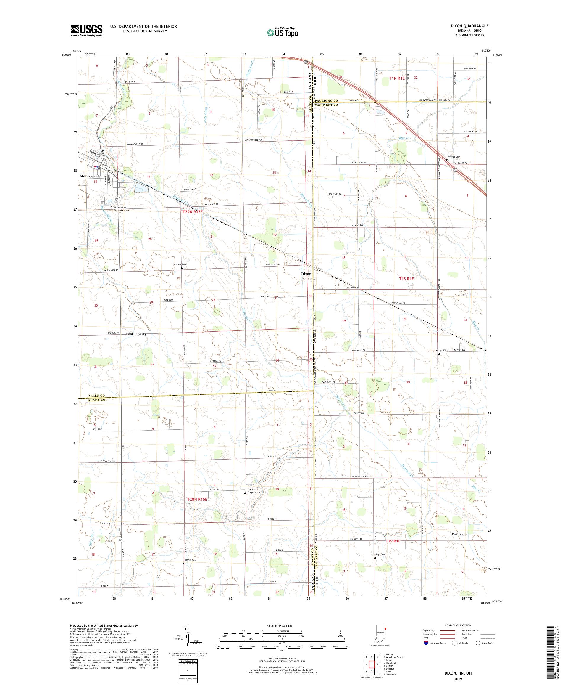 Dixon Indiana US Topo Map – MyTopo Map Store