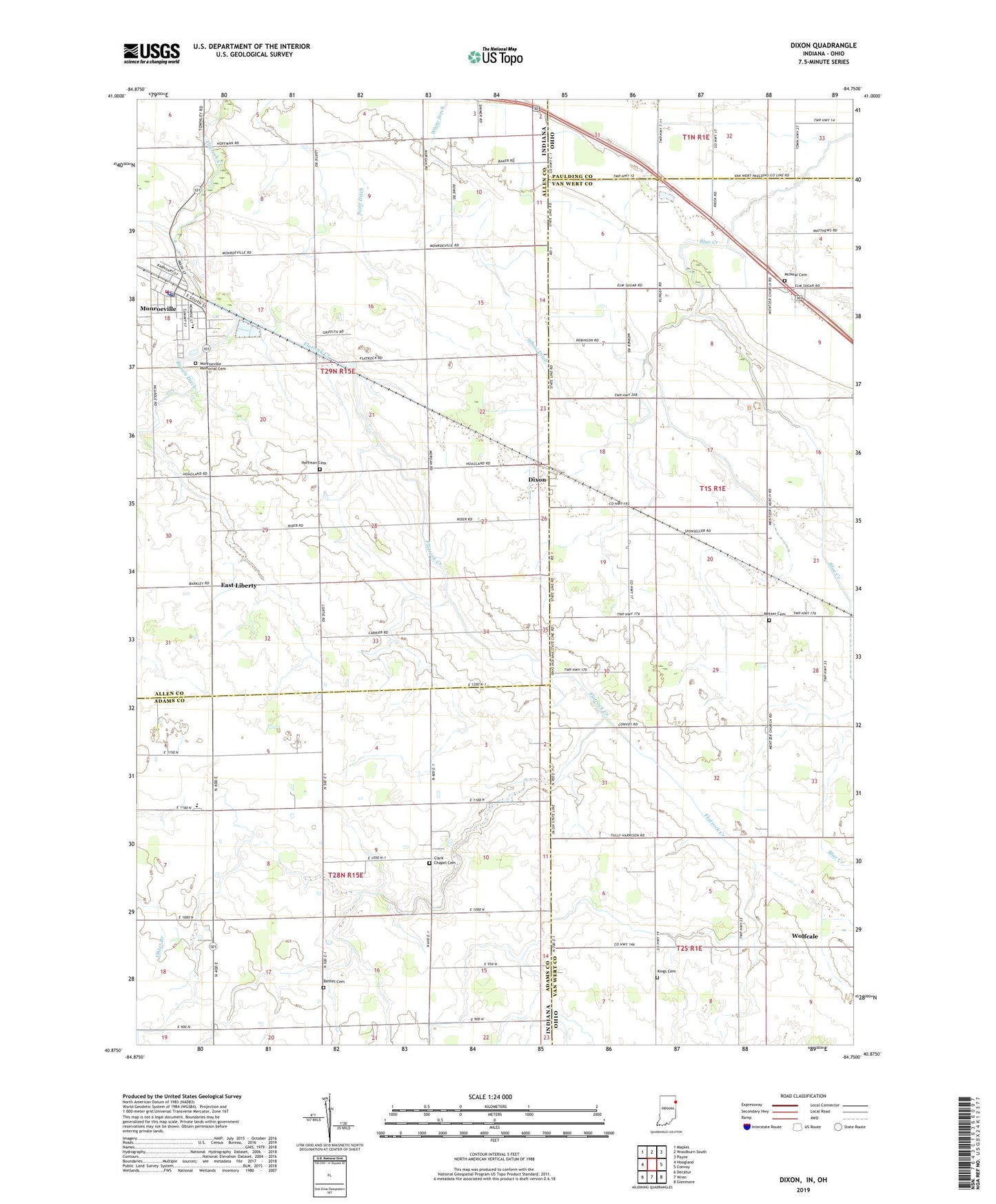 Dixon Indiana US Topo Map Image