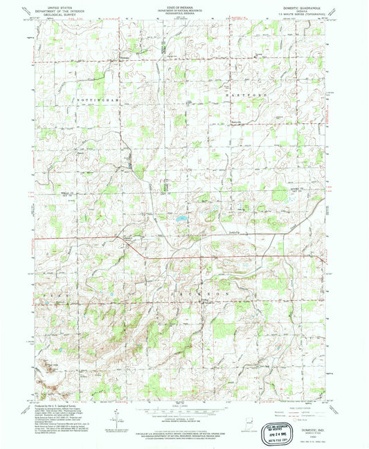 Classic USGS Domestic Indiana 7.5'x7.5' Topo Map Image
