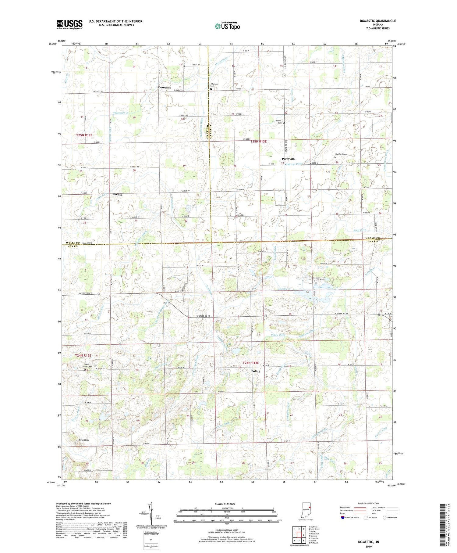 Domestic Indiana US Topo Map Image