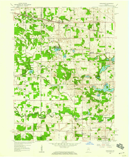 Classic USGS Donaldson Indiana 7.5'x7.5' Topo Map Image