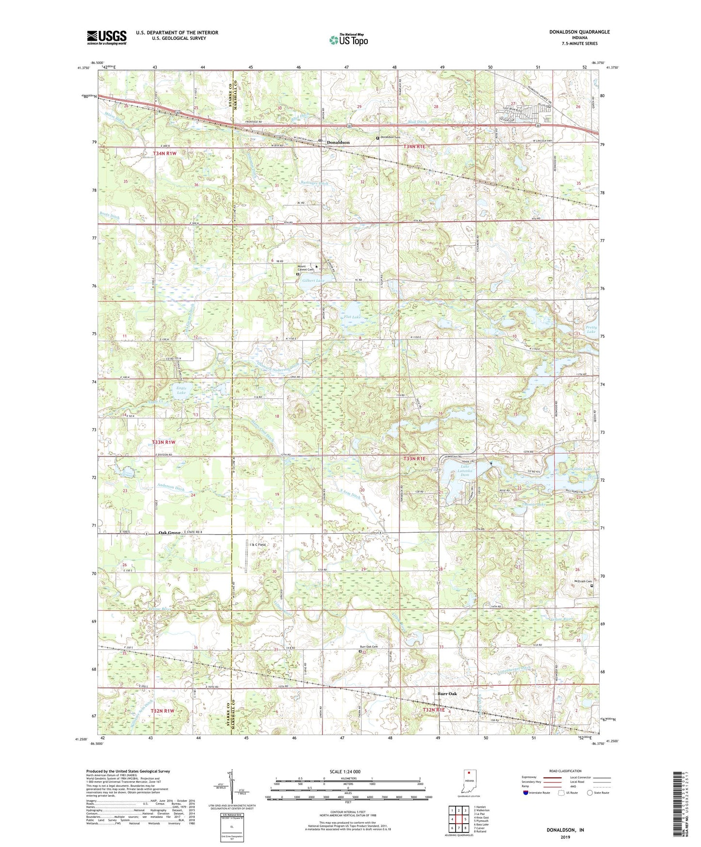 Donaldson Indiana US Topo Map Image