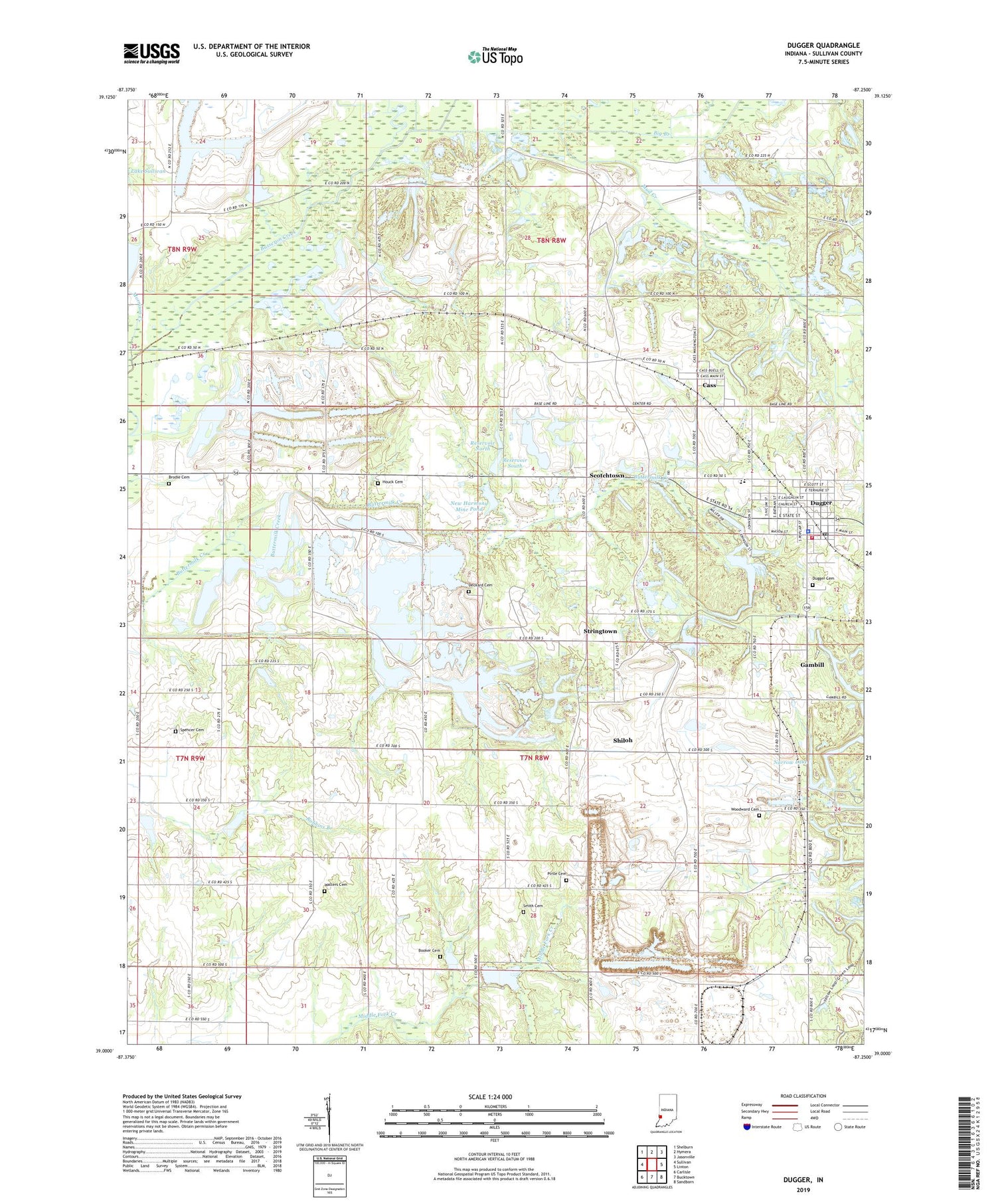 Dugger Indiana US Topo Map Image