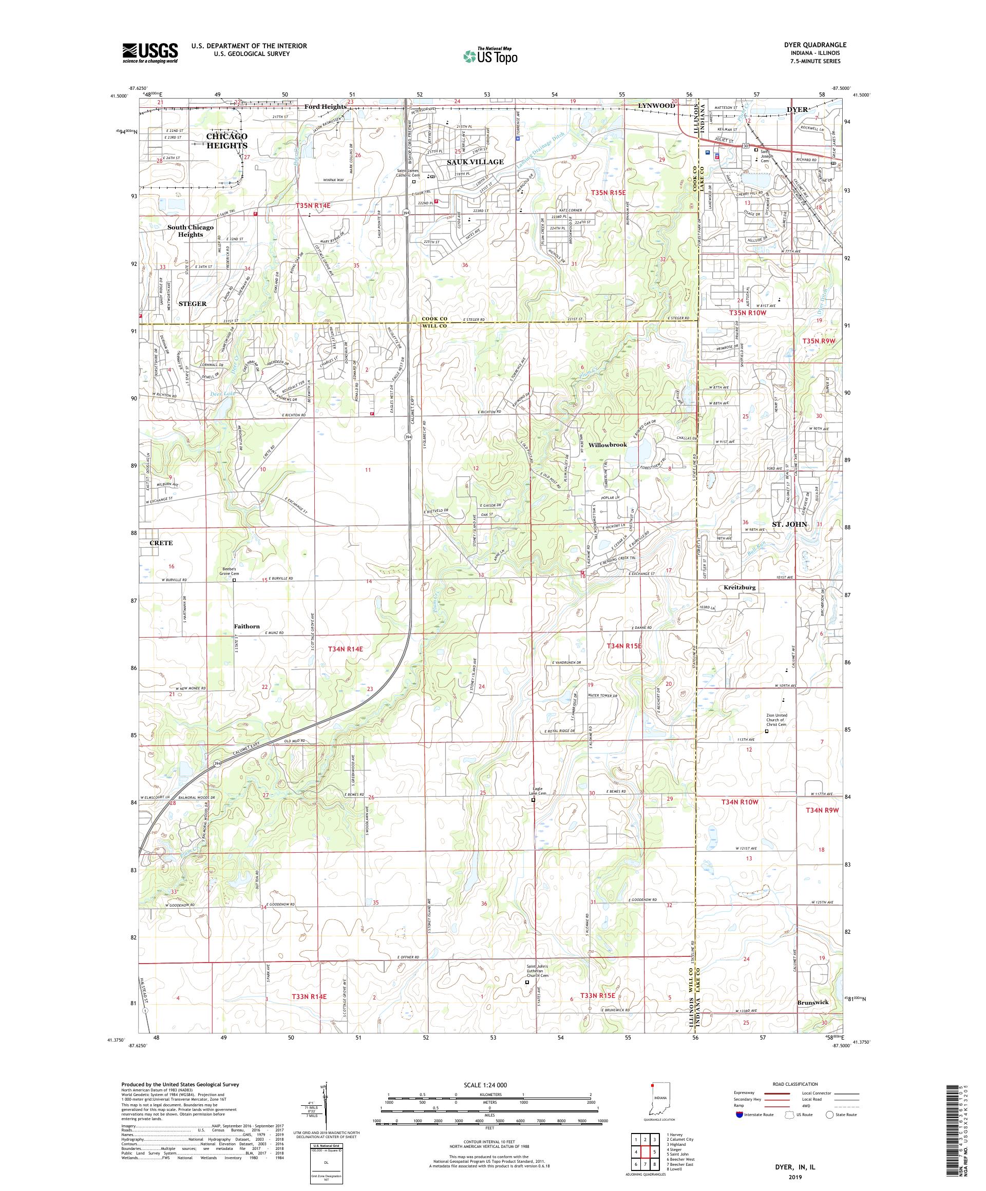 Dyer Indiana US Topo Map – MyTopo Map Store