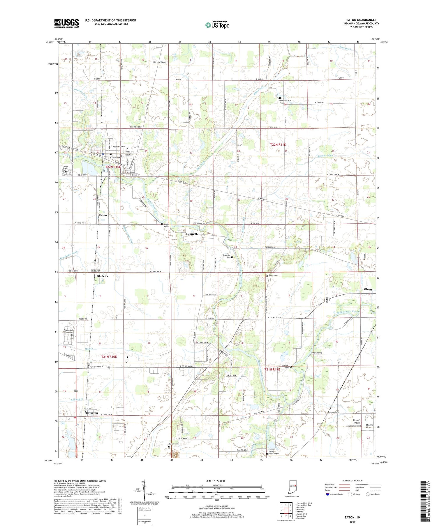 Eaton Indiana US Topo Map Image