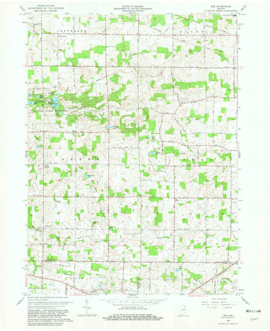 Classic USGS Ege Indiana 7.5'x7.5' Topo Map Image