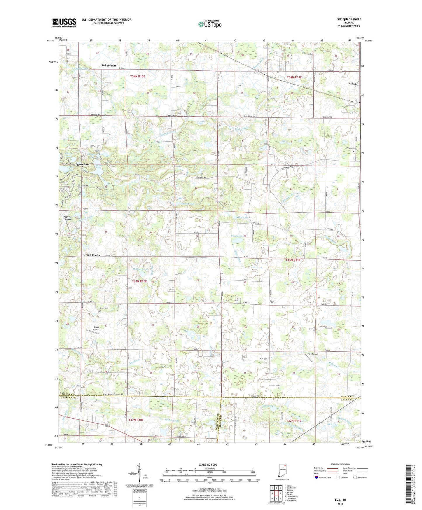 Ege Indiana US Topo Map Image