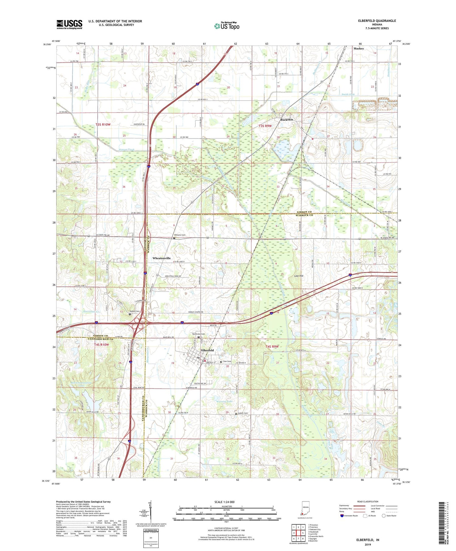 Elberfeld Indiana US Topo Map Image