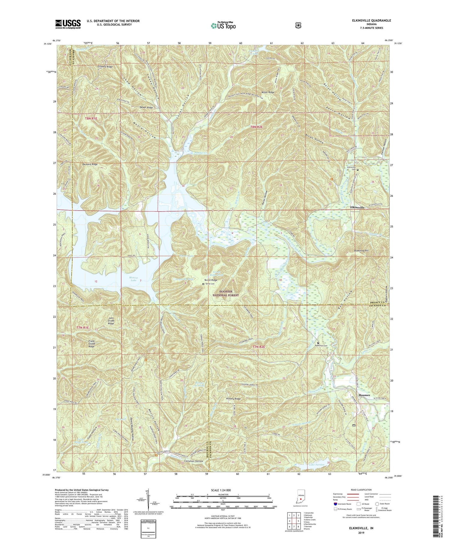 Elkinsville Indiana US Topo Map Image