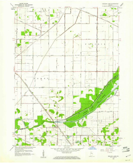 Classic USGS English Lake Indiana 7.5'x7.5' Topo Map Image