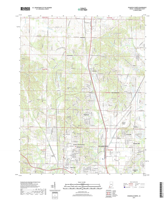 Evansville North Indiana US Topo Map Image