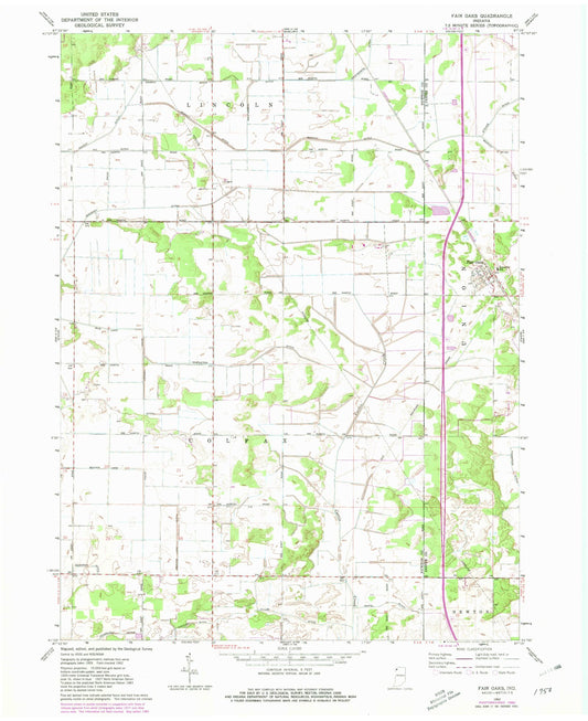 Classic USGS Fair Oaks Indiana 7.5'x7.5' Topo Map Image