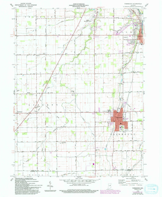 Classic USGS Fairmount Indiana 7.5'x7.5' Topo Map Image