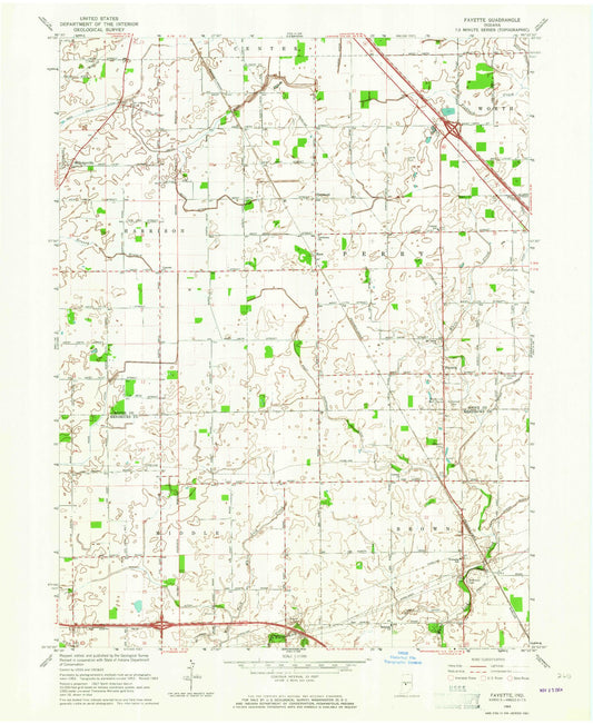 Classic USGS Fayette Indiana 7.5'x7.5' Topo Map Image