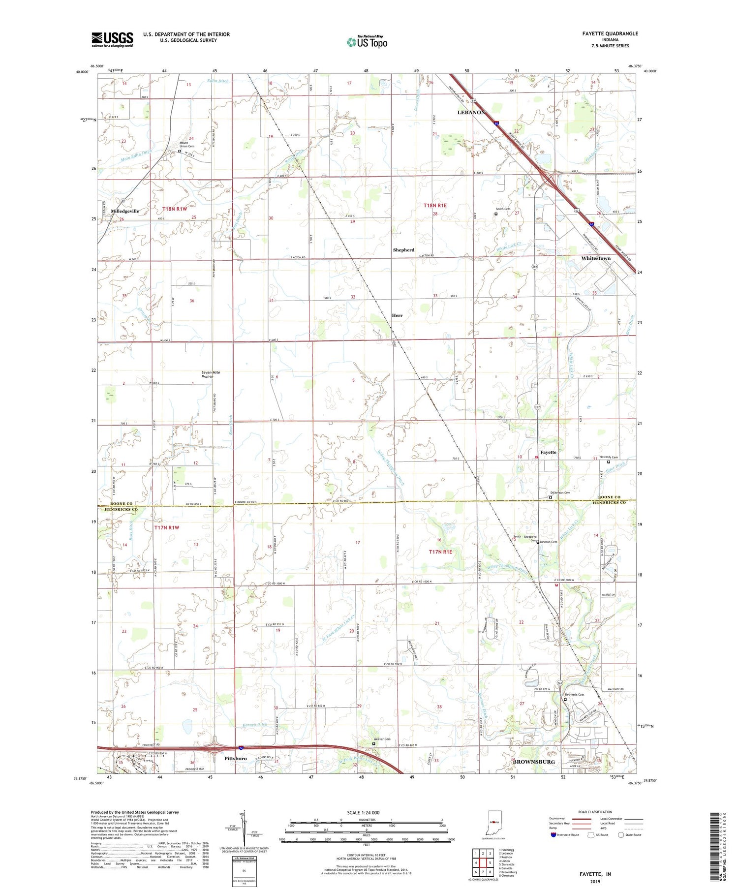 Fayette Indiana US Topo Map Image