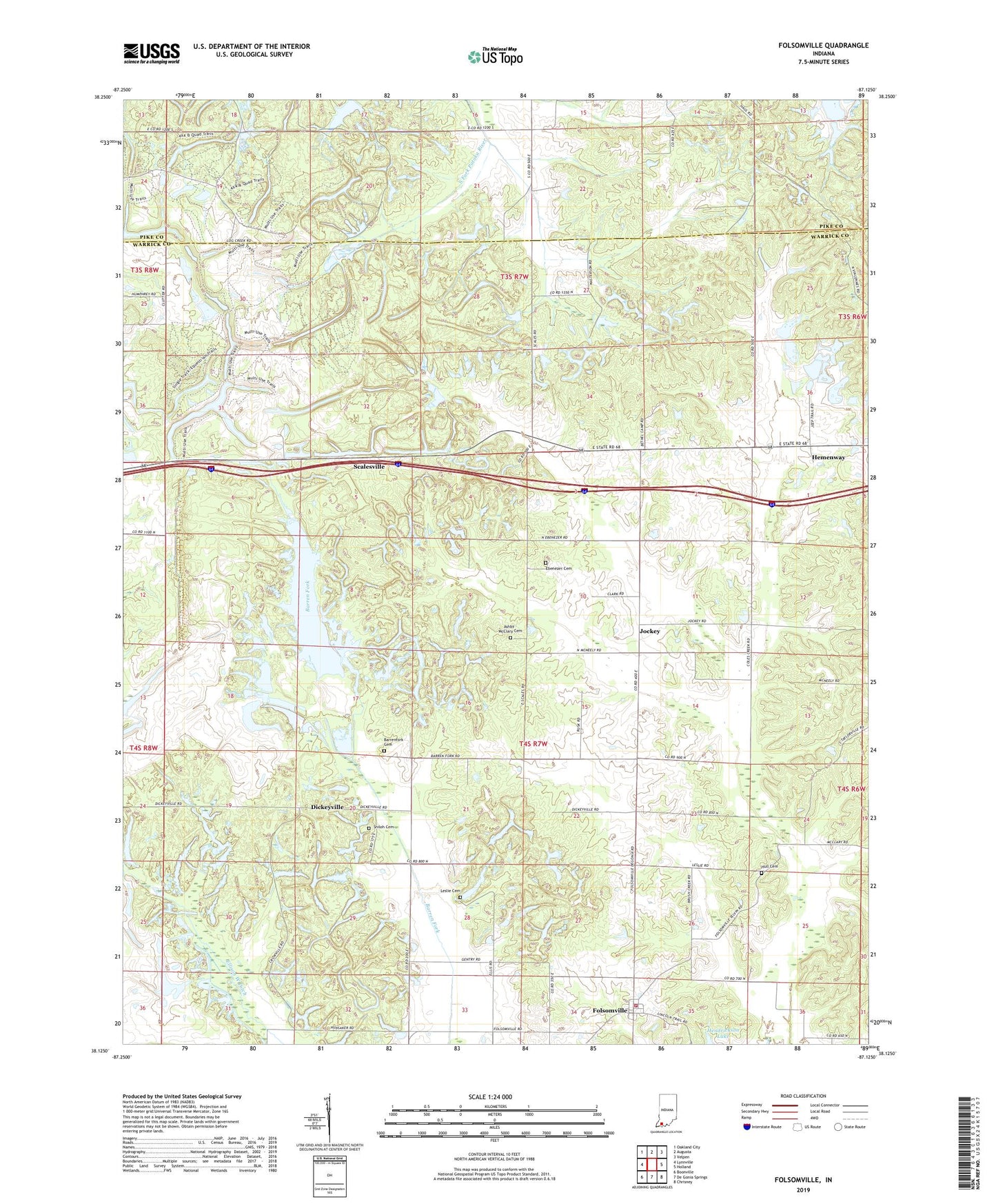 Folsomville Indiana US Topo Map Image